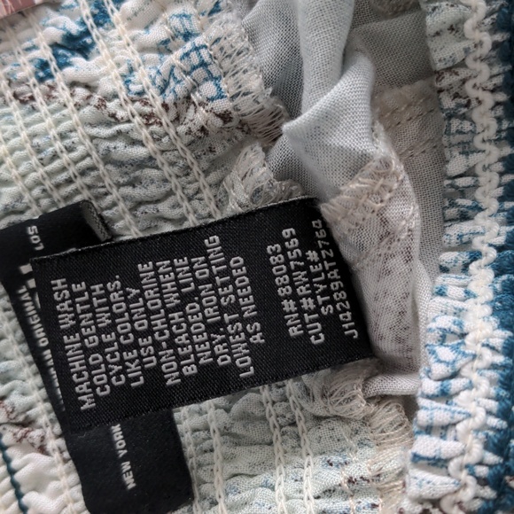 REWASH | Bohemian Pull On Shorts with Pockets, White & Blue, Womens M - Picture 10 of 10